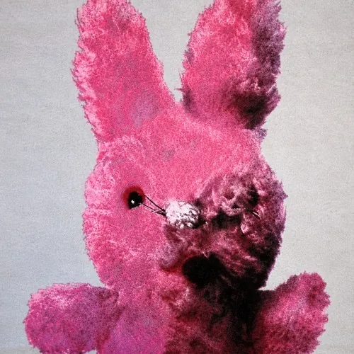 rolling loud cover art: a pink plush bunny with a bloody eye